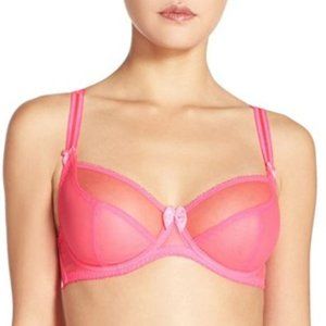 Love Claudette Dessous Mesh Bra 32B Hot Pink NWT Balconette Neon Pink CD2000